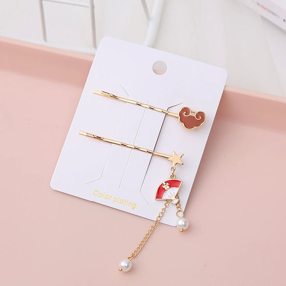 Wholesale Alloy Pearl Tassel Gold Inlaid Word Clip Hair Accessories For Women