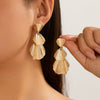 Wholesale Alloy Personality Double Layer Five Petal Flower Leaves Tassel Electroplated Women's Earrings