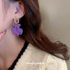 Wholesale Alloy Petal Earrings With Flowers Pattern And Baking Paint Treatment For Women French Retro Style