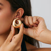 Wholesale Alloy Pleated Geometric Cut Out Spiral Flower Design Electroplated Women's Earrings