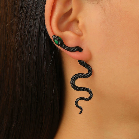 Wholesale Alloy Punk Style Detachable Exaggerated Snake Earrings With Animal Zodiac Pattern And Electroplating Treatment For Women