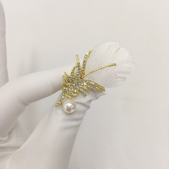 Wholesale Alloy Resin Feather Pearl Corsage Brooch With Wheat Ears Pattern For Women