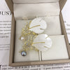 Wholesale Alloy Resin Feather Pearl Corsage Brooch With Wheat Ears Pattern For Women