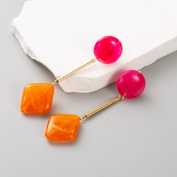 Wholesale Alloy Resin Geometric Round Diamond Women's Elegant Earrings