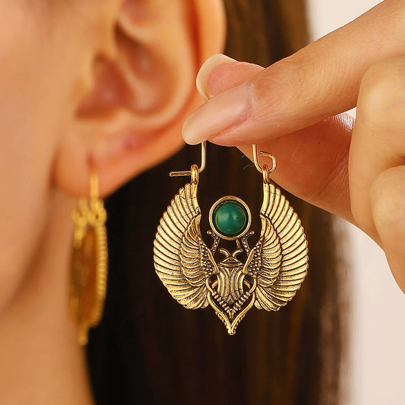 Wholesale Alloy Retro Animal Zodiac Sacred Wings Moth Earrings For Women With Electroplating