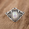 Wholesale Alloy Retro Flower Geometric Women's Imitation Opal Ring With Electroplating
