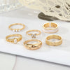 Wholesale Alloy Retro Geometric Animal Style Oil Dripping Butterfly Ring Set With Electroplating For Women