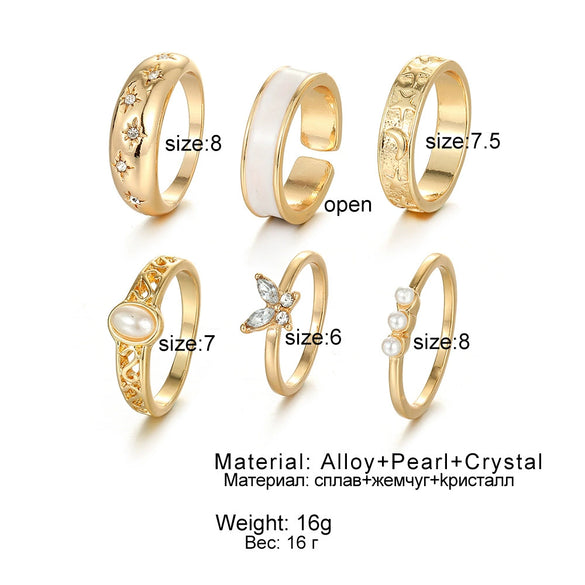 Wholesale Alloy Retro Geometric Animal Style Oil Dripping Butterfly Ring Set With Electroplating For Women