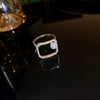 Wholesale Alloy Retro Geometric Asymmetrical Ushaped Pearl Ring For Women With Electroplating Treatment
