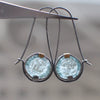 Wholesale Alloy Retro Geometric New Moonstone Double Color Light Blue Round Earrings With Electroplating