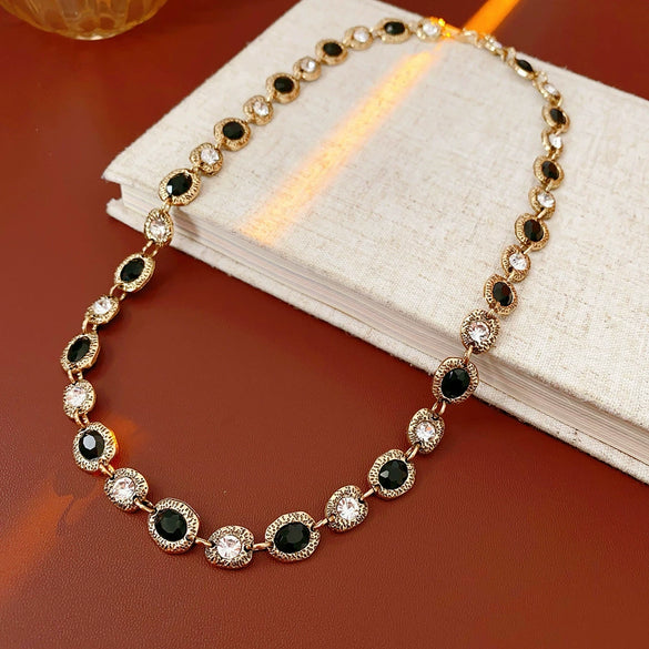 Wholesale Alloy Retro Geometric Oval Tassel Earrings Necklace Bracelet Electroplated