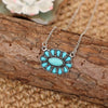 Wholesale Alloy Retro Geometric Oval Turquoise Pendant Necklace With Conventional Chain And Electroplating Treatment