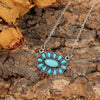 Wholesale Alloy Retro Geometric Oval Turquoise Pendant Necklace With Conventional Chain And Electroplating Treatment