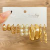 Wholesale Alloy Retro Geometric Square Women's Earrings Set With Pearls