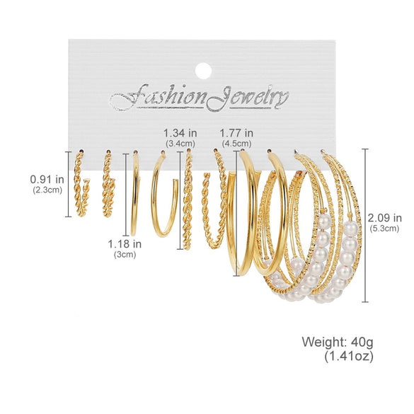Wholesale Alloy Retro Geometric Square Women's Earrings Set With Pearls
