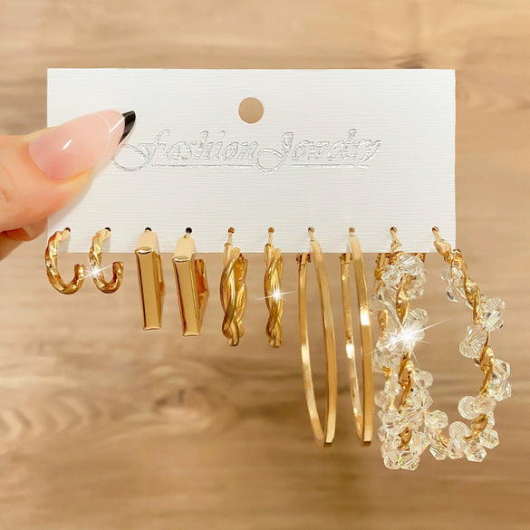 Wholesale Alloy Retro Geometric Square Women's Earrings Set With Pearls