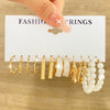 Wholesale Alloy Retro Geometric Square Women's Earrings Set With Pearls