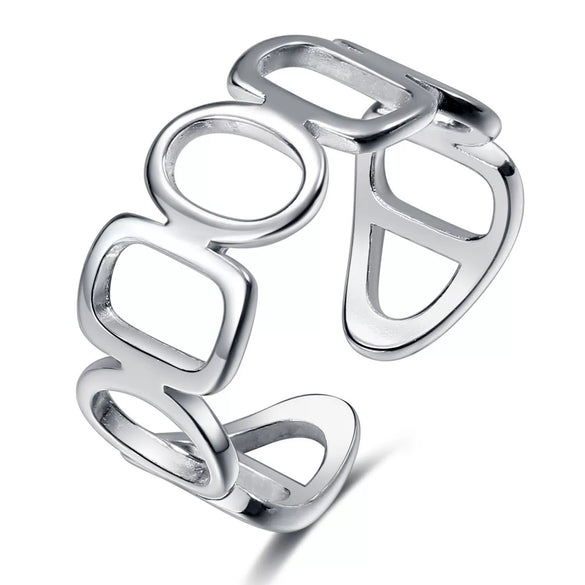 Wholesale Alloy Retro Hollow Geometric Ring For Women With Electroplating Treatment