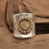 Wholesale Alloy Retro Personality Cartoon Sunflower Twocolor Ring With Electroplating