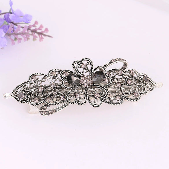 Wholesale Alloy Retro Women's Crystal Ponytail Hairpin With Electroplating Treatment