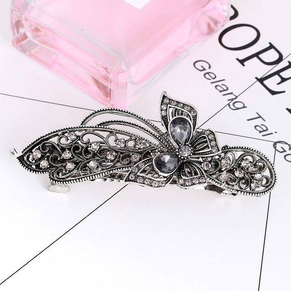 Wholesale Alloy Retro Women's Crystal Ponytail Hairpin With Electroplating Treatment