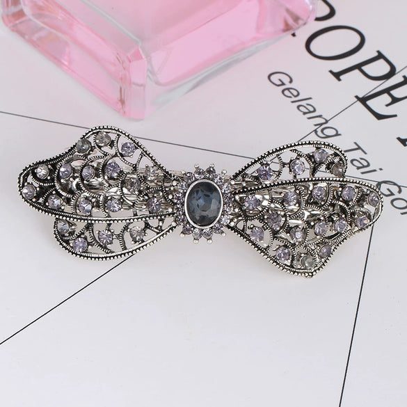 Wholesale Alloy Retro Women's Crystal Ponytail Hairpin With Electroplating Treatment