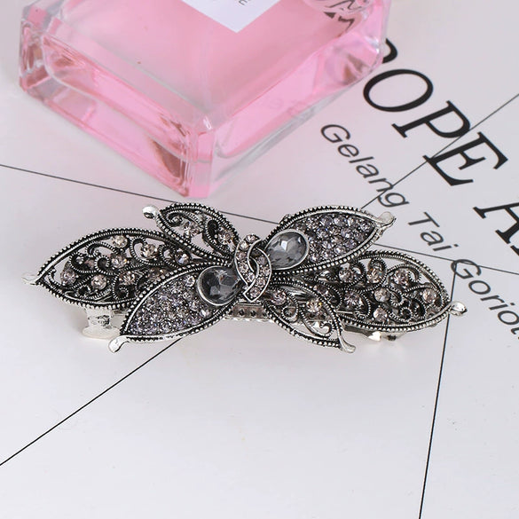 Wholesale Alloy Retro Women's Crystal Ponytail Hairpin With Electroplating Treatment