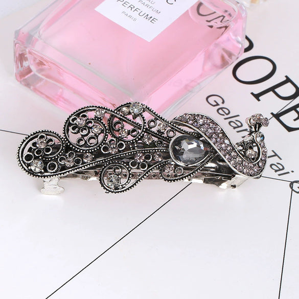 Wholesale Alloy Retro Women's Crystal Ponytail Hairpin With Electroplating Treatment
