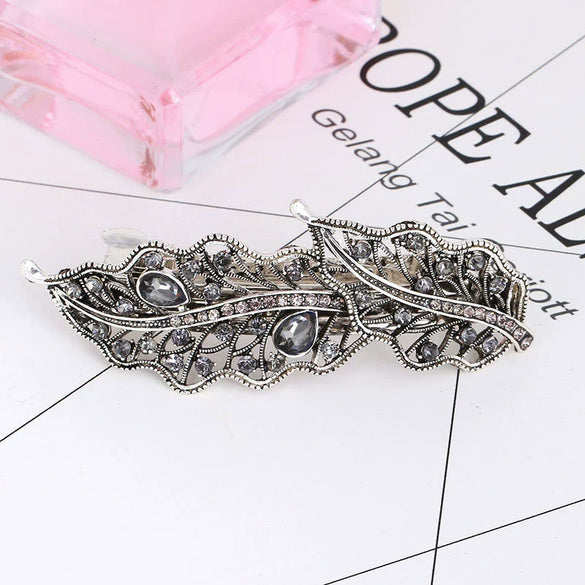 Wholesale Alloy Retro Women's Crystal Ponytail Hairpin With Electroplating Treatment