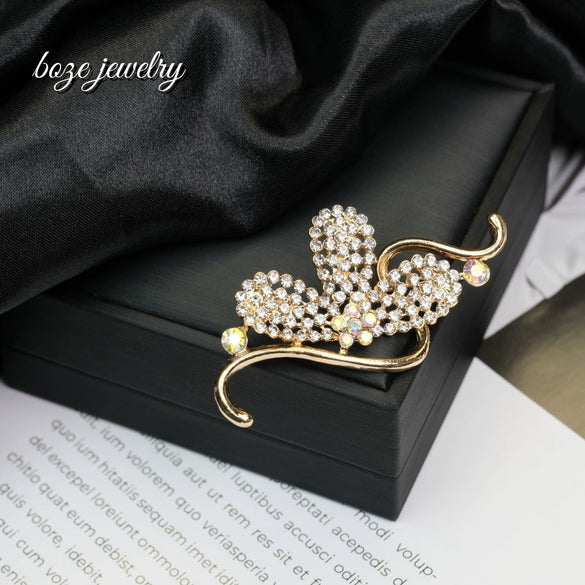 Wholesale Alloy Rhinestone Bow Flower Electroplated Brooch Accessories