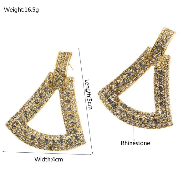 Wholesale Alloy Rhinestone Geometric Triangle Hollow Diamond Earrings For Women