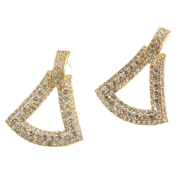 Wholesale Alloy Rhinestone Geometric Triangle Hollow Diamond Earrings For Women
