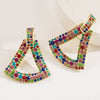 Wholesale Alloy Rhinestone Geometric Triangle Hollow Diamond Earrings For Women