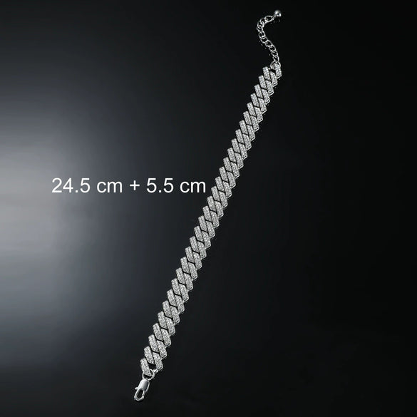 Wholesale Alloy Rhinestone Inlaid Geometric Cuban Chain Men's Hip Hop Anklet