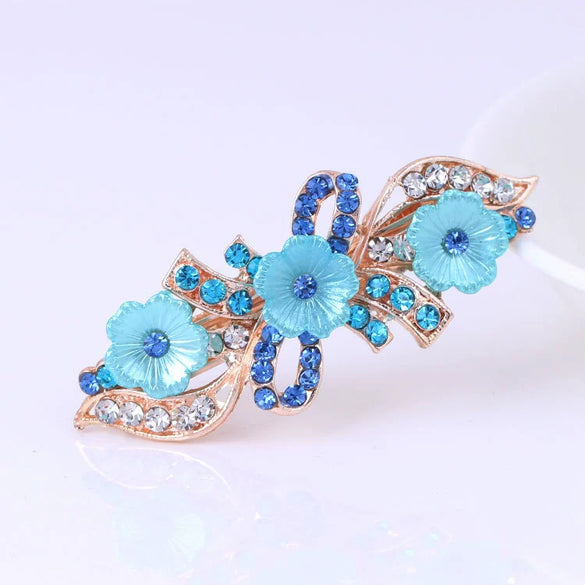 Wholesale Alloy Rhinestone Pearl Bow Women's Hairpin With Electroplating And Flower Design