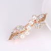 Wholesale Alloy Rhinestone Pearl Bow Women's Hairpin With Electroplating And Flower Design