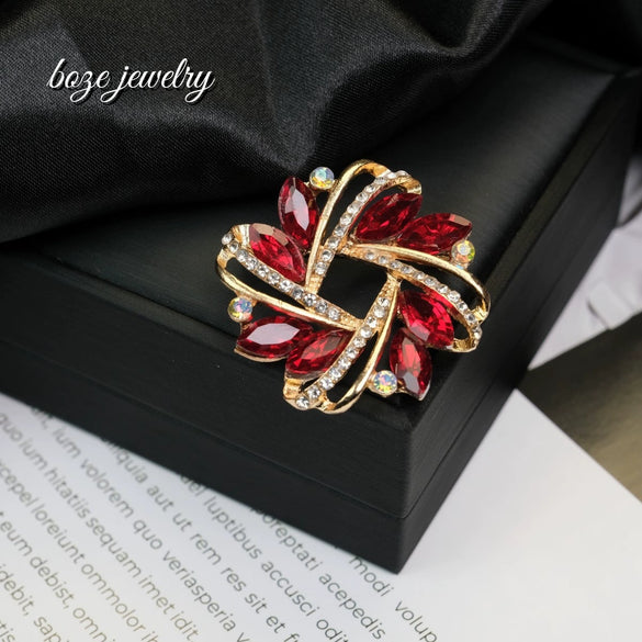 Wholesale Alloy Rhinestoneencrusted Geometric And Flower Brooches For Scarves With Electroplating
