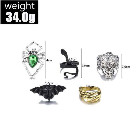 Wholesale Alloy Ring Retro Style With Skull Snakeshaped Bat Animal Zodiac Pattern Electroplated For Unisex