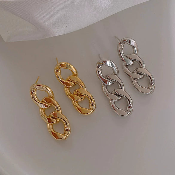 Wholesale Alloy S925 Silver Needle Geometric Earrings With Electroplating Treatment Cold Style For Women