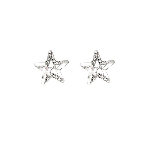 Wholesale Alloy S925 Silver Stud Earrings With Hollowout Star Design And Electroplating For Women