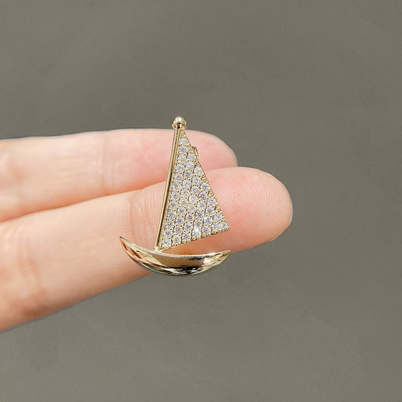 Wholesale Alloy Sailing Brooch With Flower Pattern For Women Natural Style Electroplated