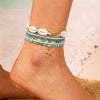 Wholesale Alloy Shell Starfish Beads Beaded Multi Layer Anklet For Women Bohemian Ocean Holiday Style