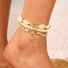 Wholesale Alloy Shell Starfish Beads Beaded Multi Layer Anklet For Women Bohemian Ocean Holiday Style