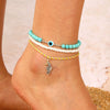 Wholesale Alloy Shell Starfish Beads Beaded Multi Layer Anklet For Women Bohemian Ocean Holiday Style