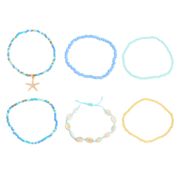 Wholesale Alloy Shell Starfish Beads Beaded Multi Layer Anklet For Women Bohemian Ocean Holiday Style