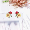 Wholesale Alloy 925 Silver Diamond Earrings With White Flower Pattern Electroplated For Students