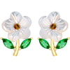 Wholesale Alloy 925 Silver Diamond Earrings With White Flower Pattern Electroplated For Students
