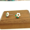 Wholesale Alloy 925 Silver Diamond Earrings With White Flower Pattern Electroplated For Students