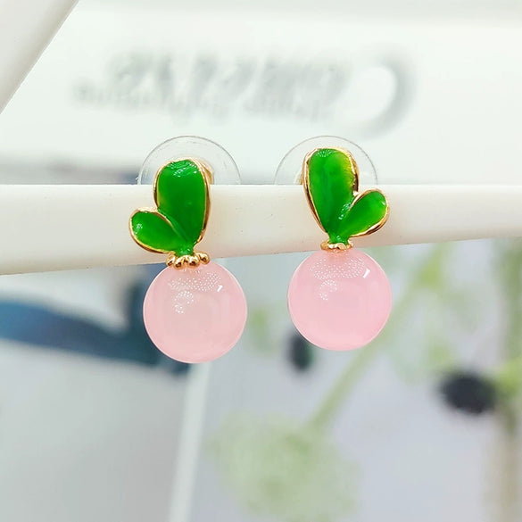 Wholesale Alloy 925 Silver Diamond Earrings With White Flower Pattern Electroplated For Students