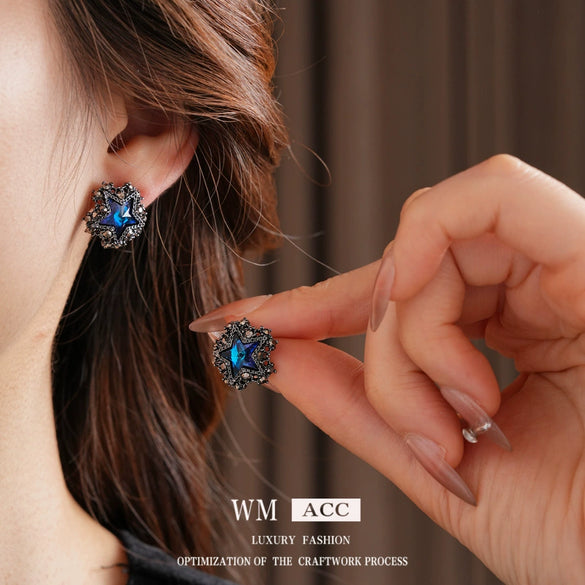 Wholesale Alloy Silver Earrings Set With Diamonds Star Geometric Female Highend Minimalist Retro Fashion